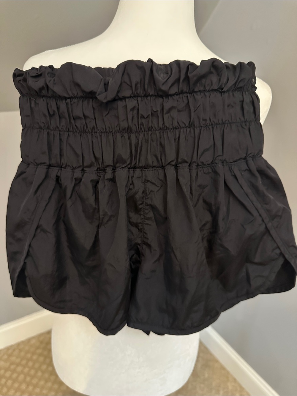 FP Movement by Free People Black Smocked High-Waist Shorts